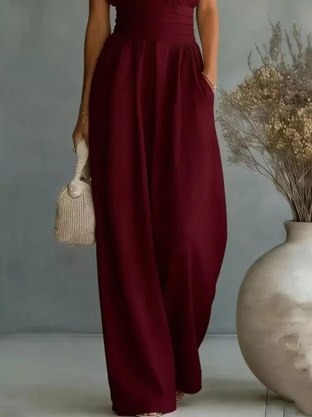 Plus Size Sleeveless Wide Leg Jumpsuit