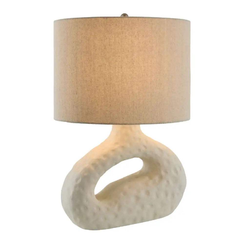 Carved Linen Shade Modern Linen Resin Table Lamp