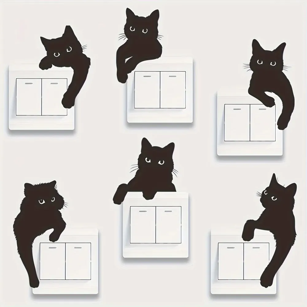Black Cat Switch Wall Stickers