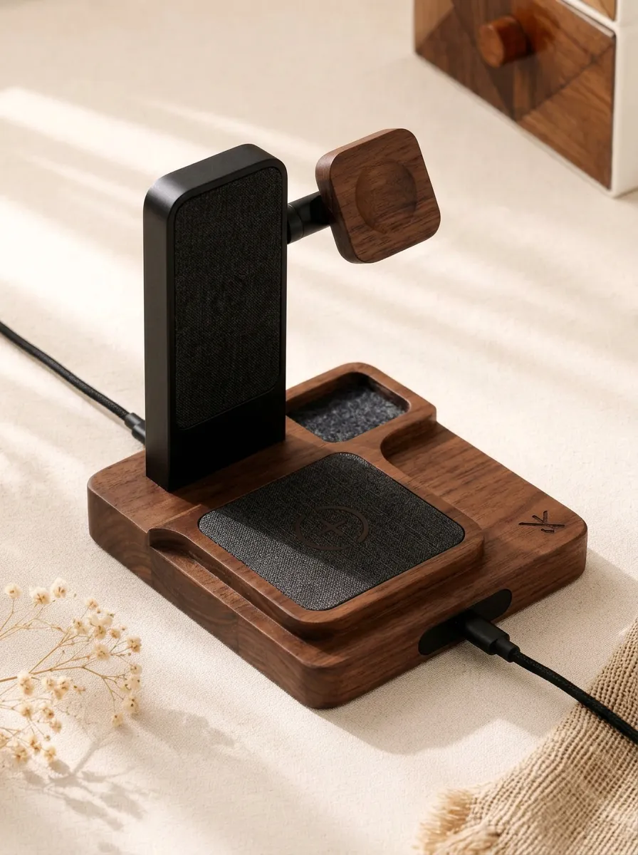 Minimalist Walnut Wood Fabric Charger