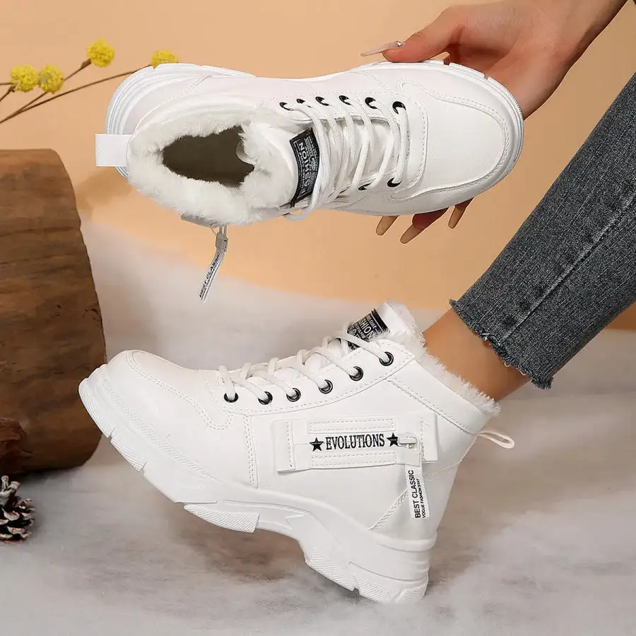 Lace Up Combat Boots with Fleece Line