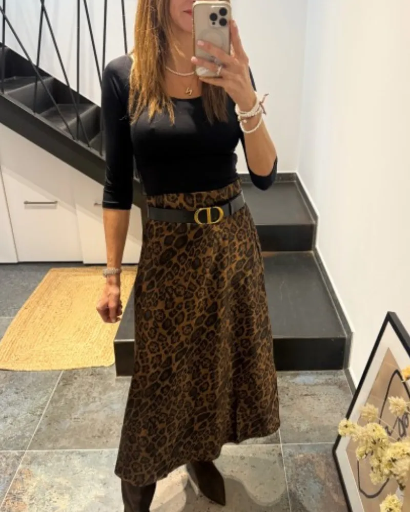 Leopard Midi Skirt