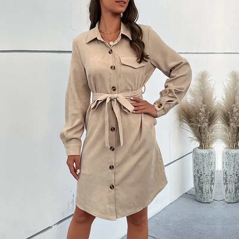 Women's Shirt Belted Evening Dress