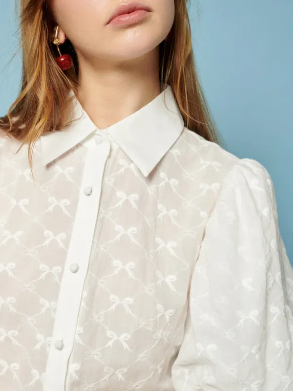 Bow Embroidered Midi Dress