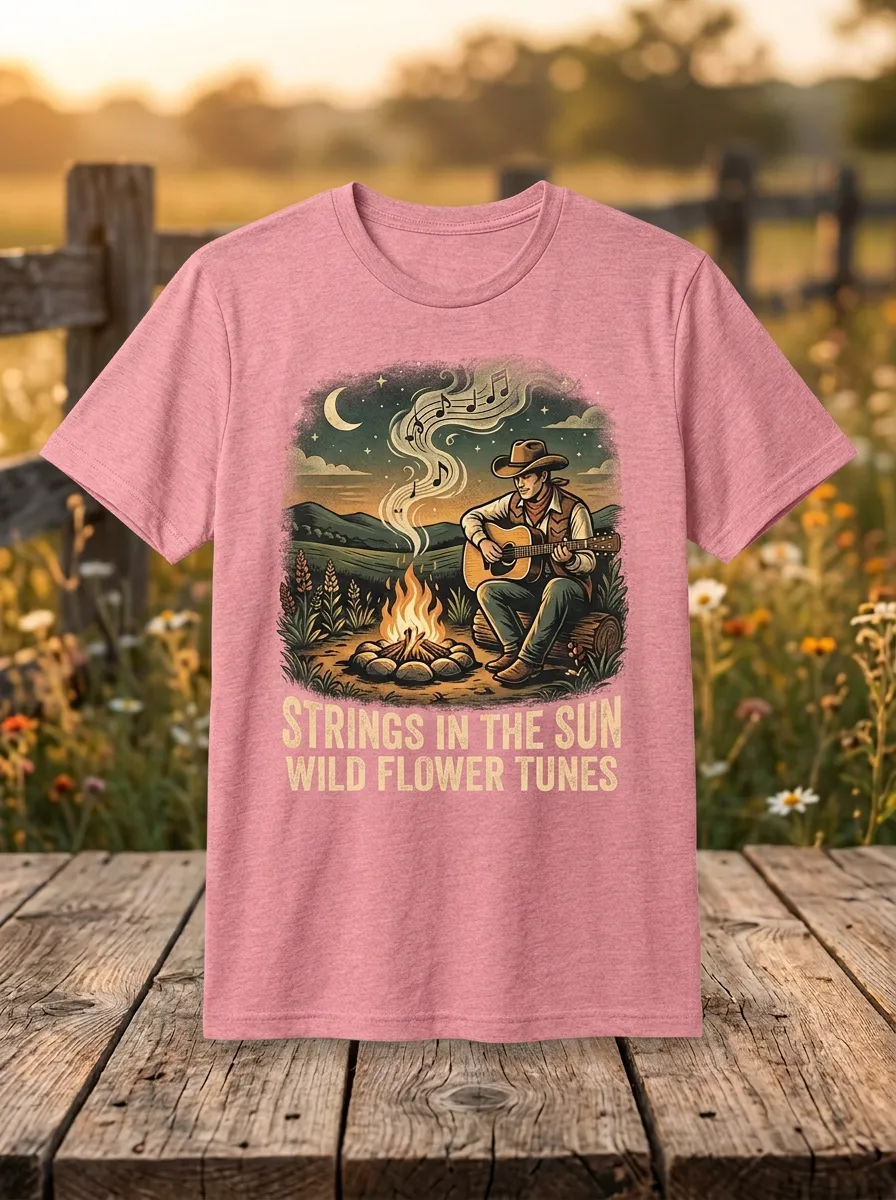 Guitar Unisex Country Music Casual T-Shirt
