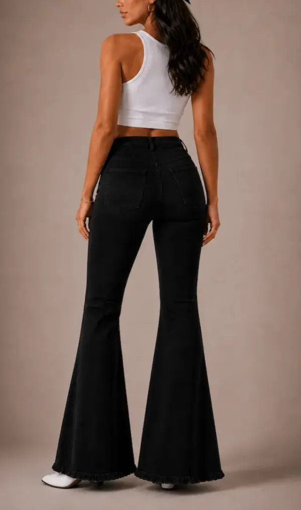 Bell Bottom High Rise Western Style Denim Jeans