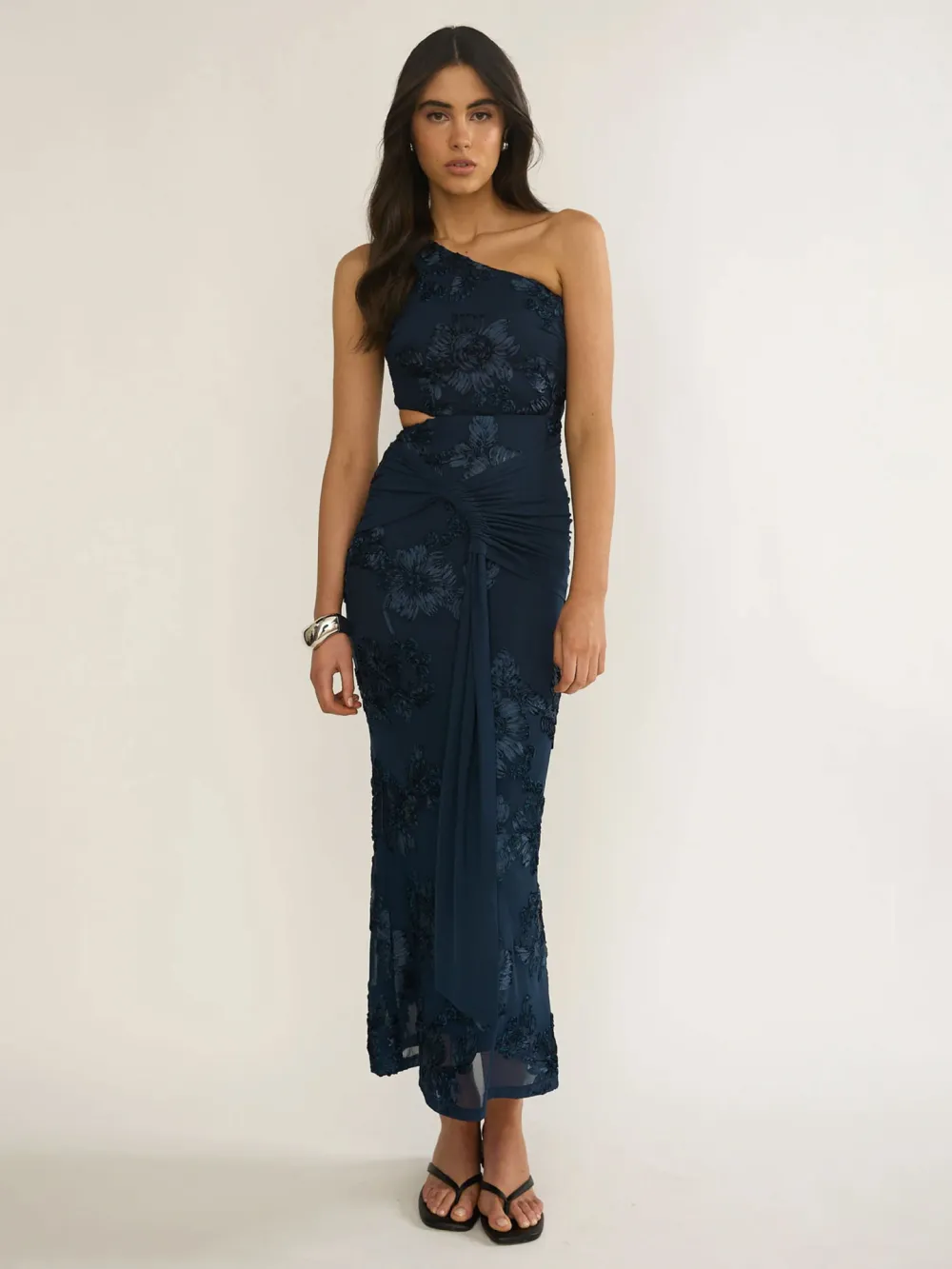 Anais single-shoulder embroidered dress