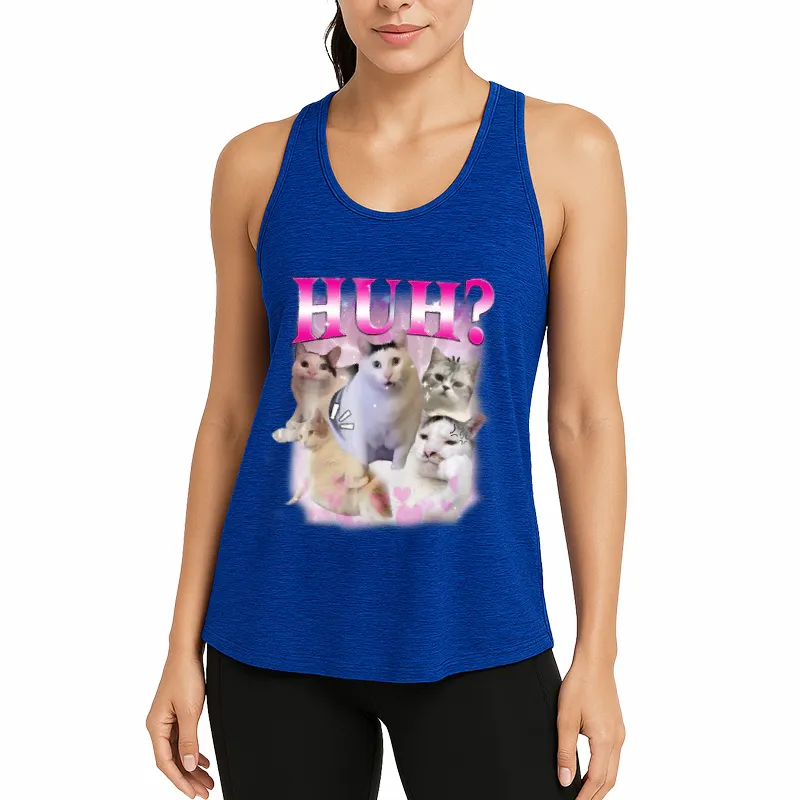 Huh Funny Cat Meme Athletic Tank