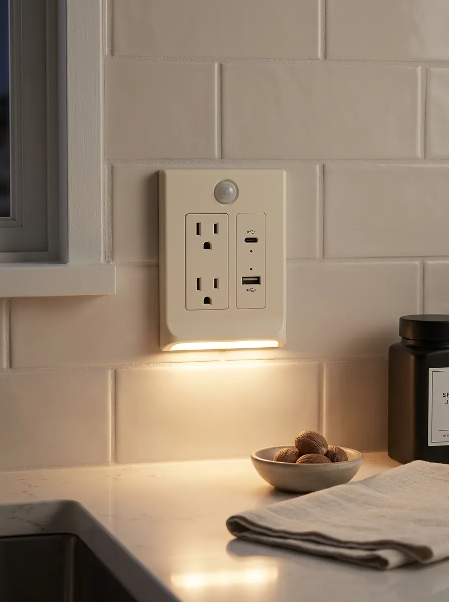 Slim-Bezel Motion Sensor USB Charging Printed LED Outlet Cover
