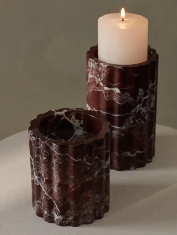 Classic Ribbed Marble Decorative Candle Holder