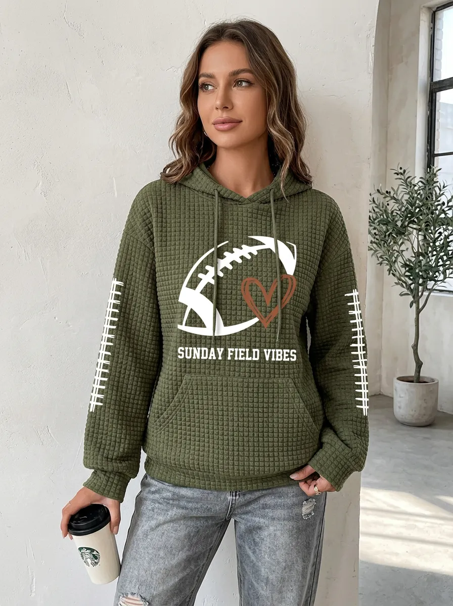 Women's Retro Inspired Gridiron Heart Ball Field Graphic Hoodie