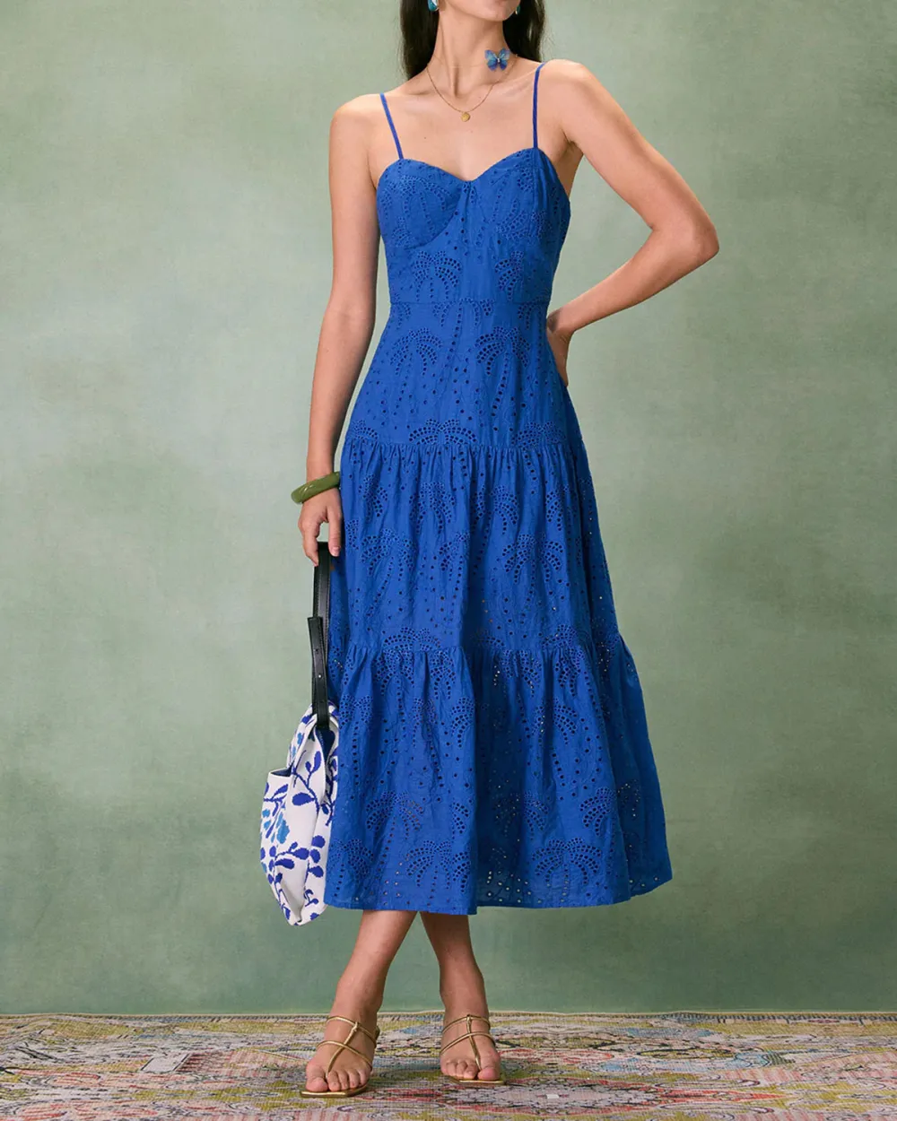 Embroidered Blue Maxi Dress