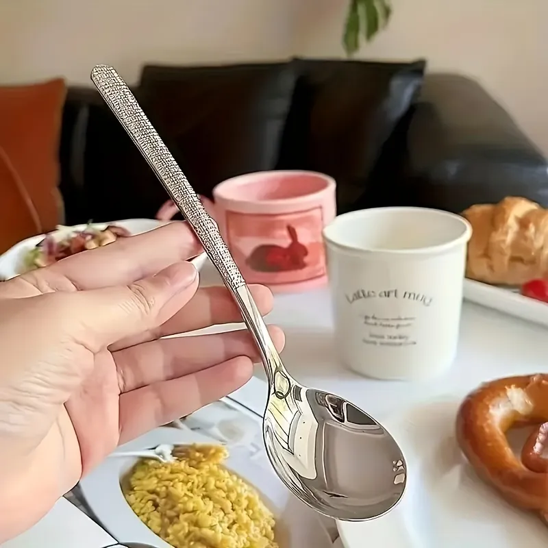 Textured Handle Stainless Steel Spoon