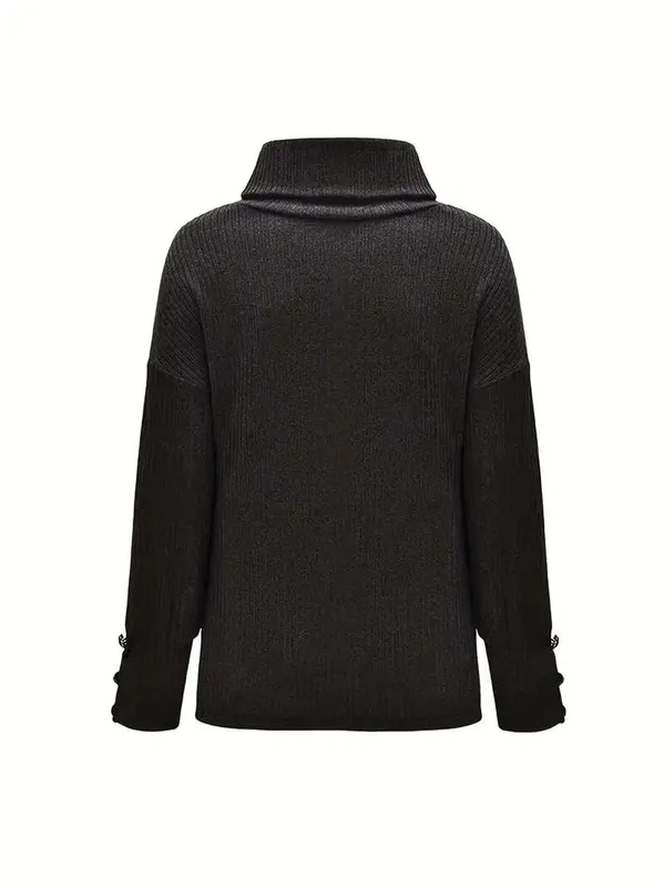 Winter Ribbed Cowl Neck Sweater