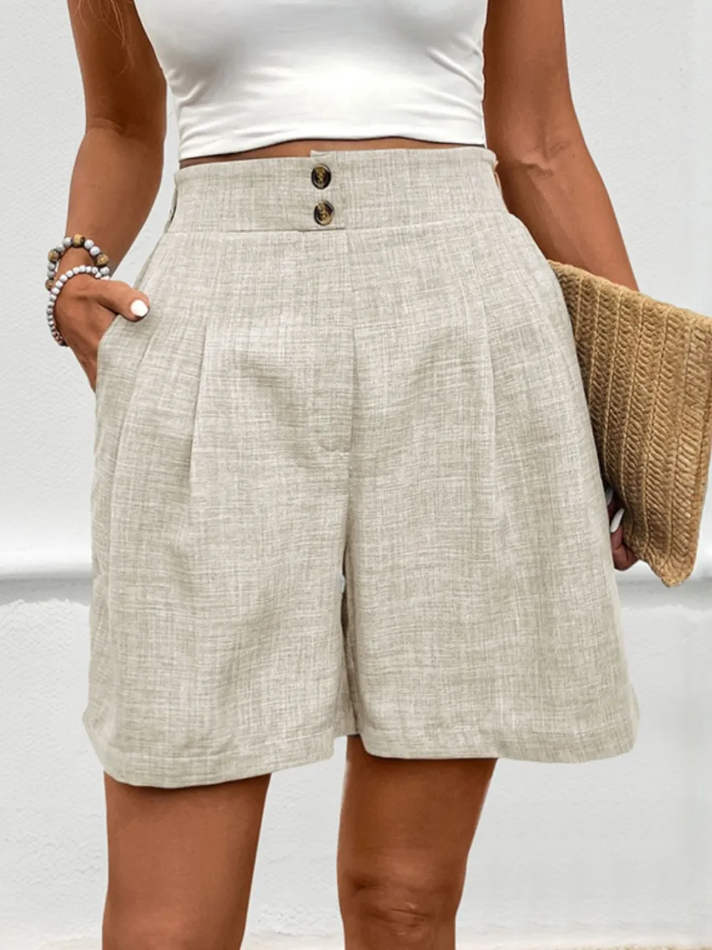 Casual Simple Pocket Detail Shorts