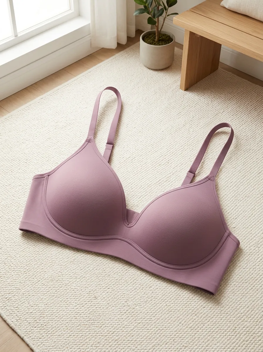 Women's Mauve Solid Color Minimalist Padded Bra