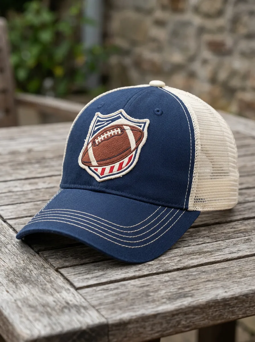 Unisex American Football Lover Shield Patch Embroidered Trucker Hat