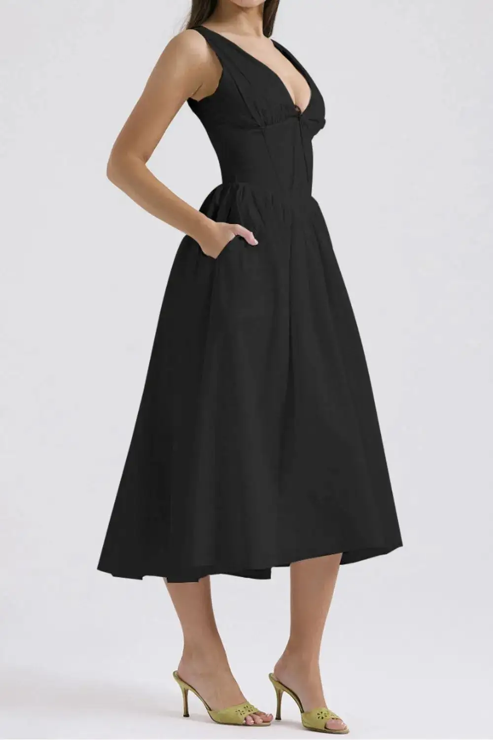 Modern V Neck Sleeveless Casual Dress
