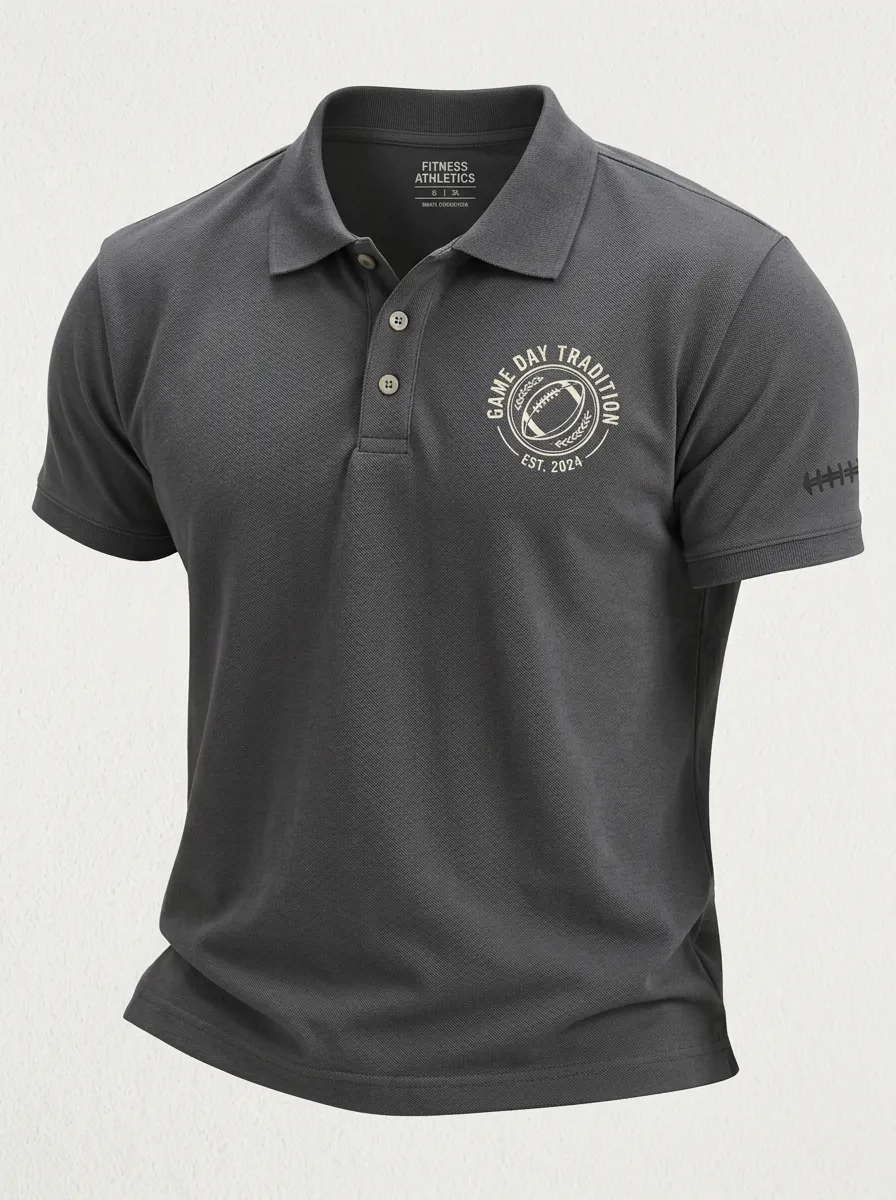 Men's American Football Game Day Tradition Printed Polo Shirt