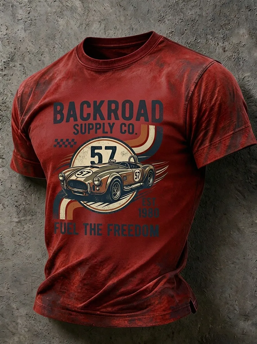 Men's Vintage Racing Car Backroad Supply Printed T-shirt
