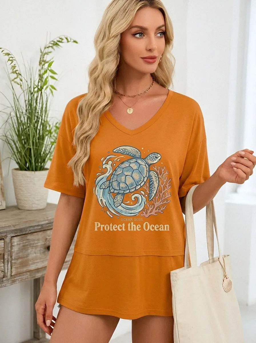 Ocean Lover Sea T-Shirt Modern
