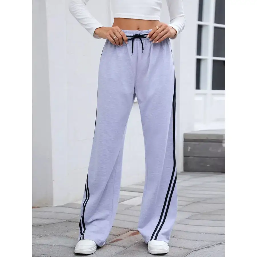 Side Striped Wide Leg Pants