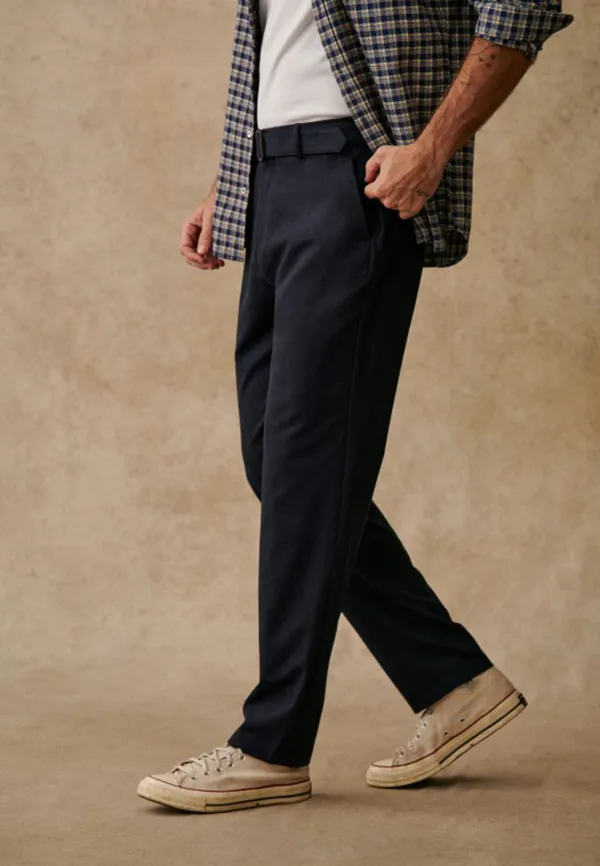 Black Classic Straight Leg Belted Trousers