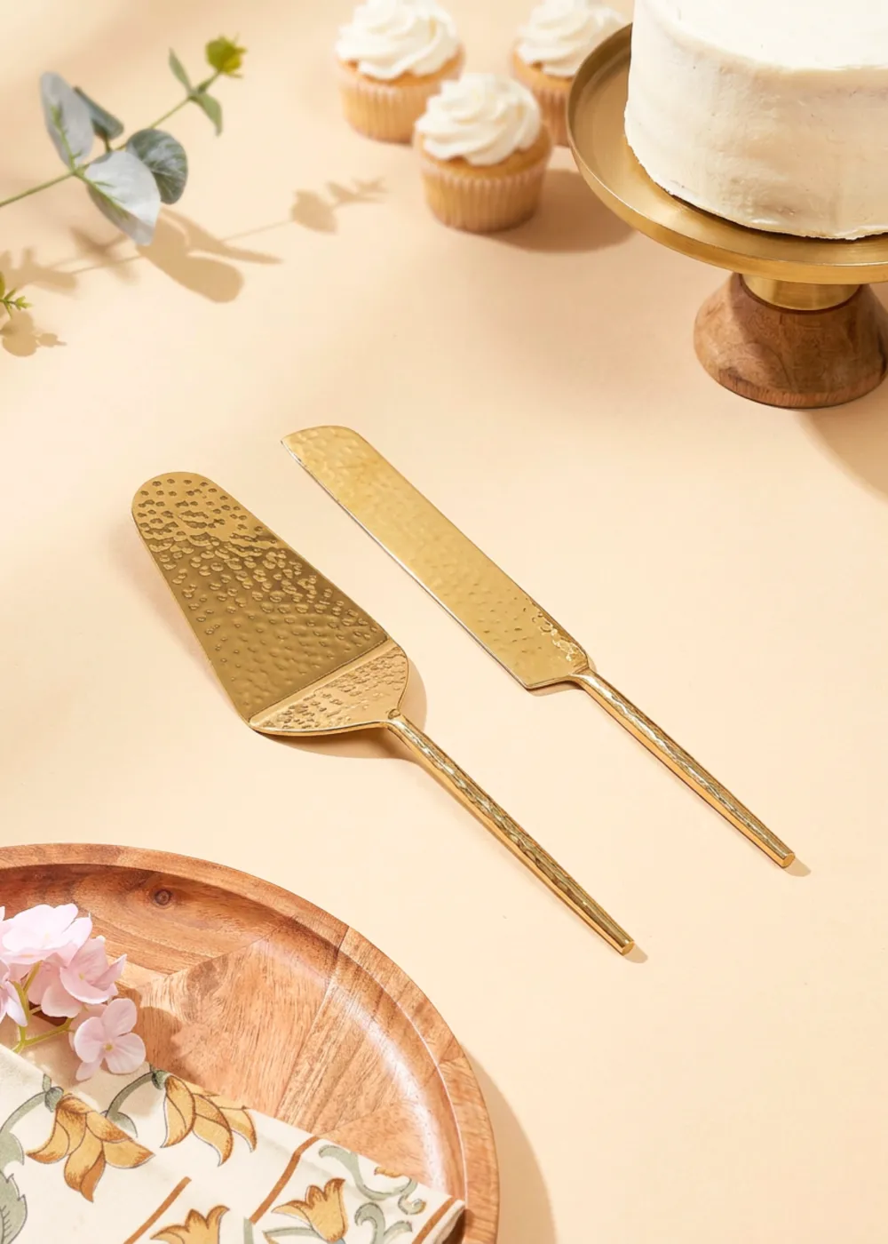 Artisan Hammered Cake Knife And Server