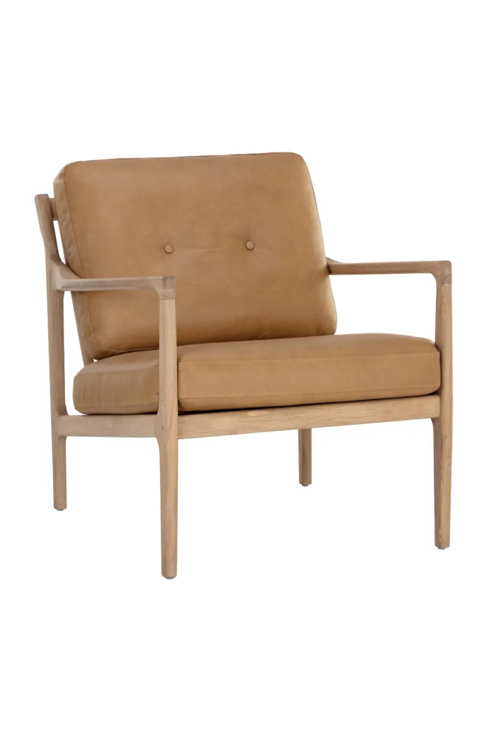Button-Tufted Leather Lounge Chair
