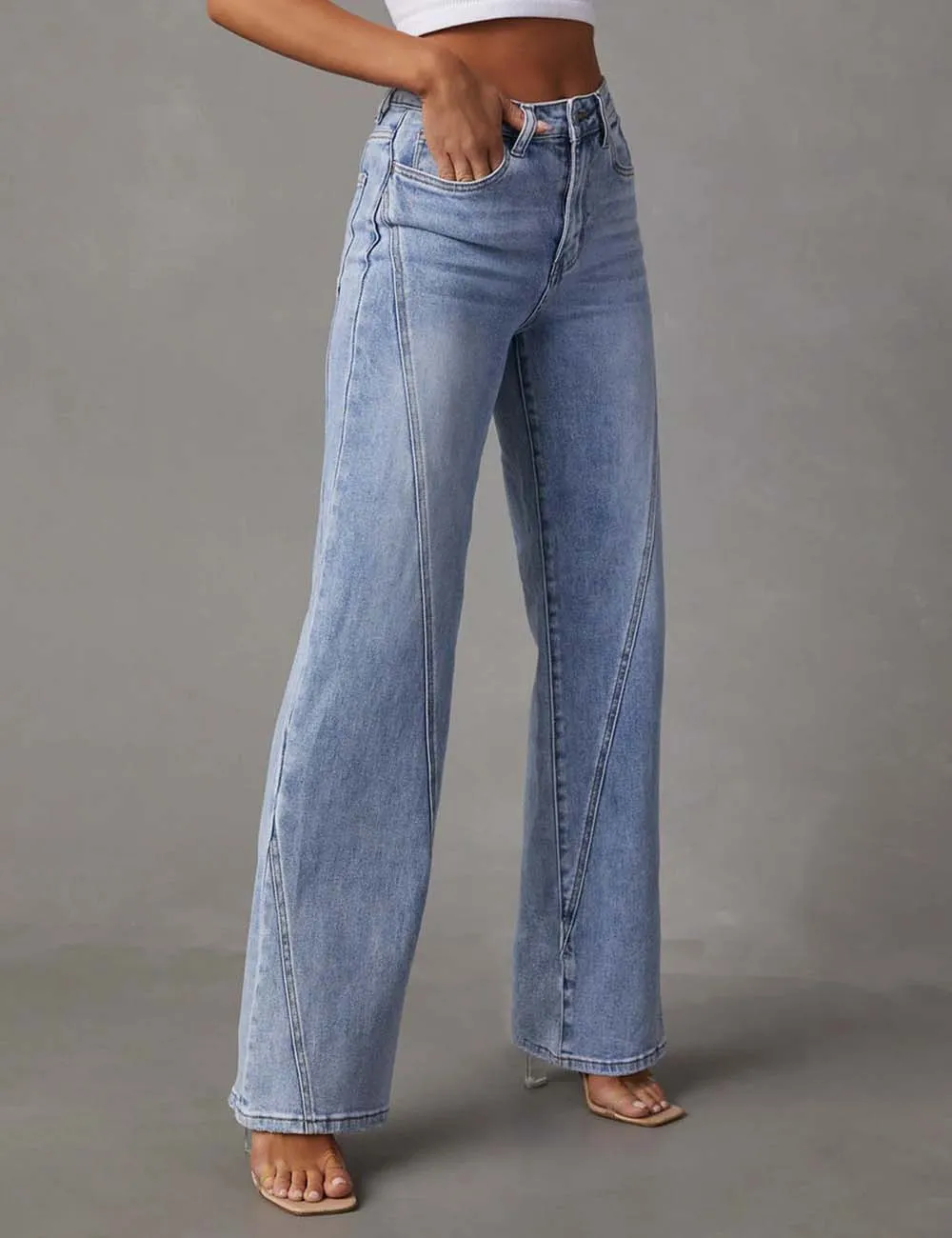 Daily Jeans Button Straight Leg Denim Pants