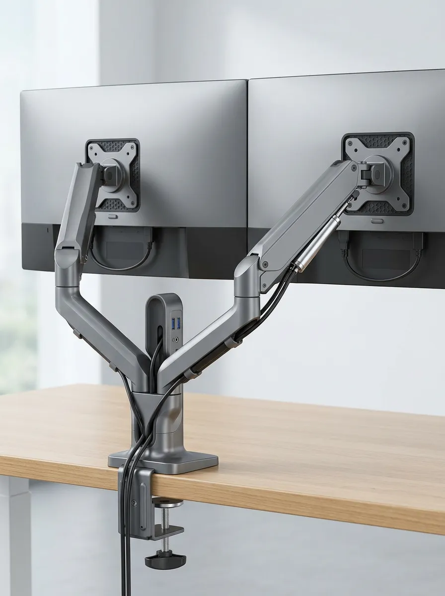 Office Worker Dual Monitor Setup Adjustable Printed Computer Mount