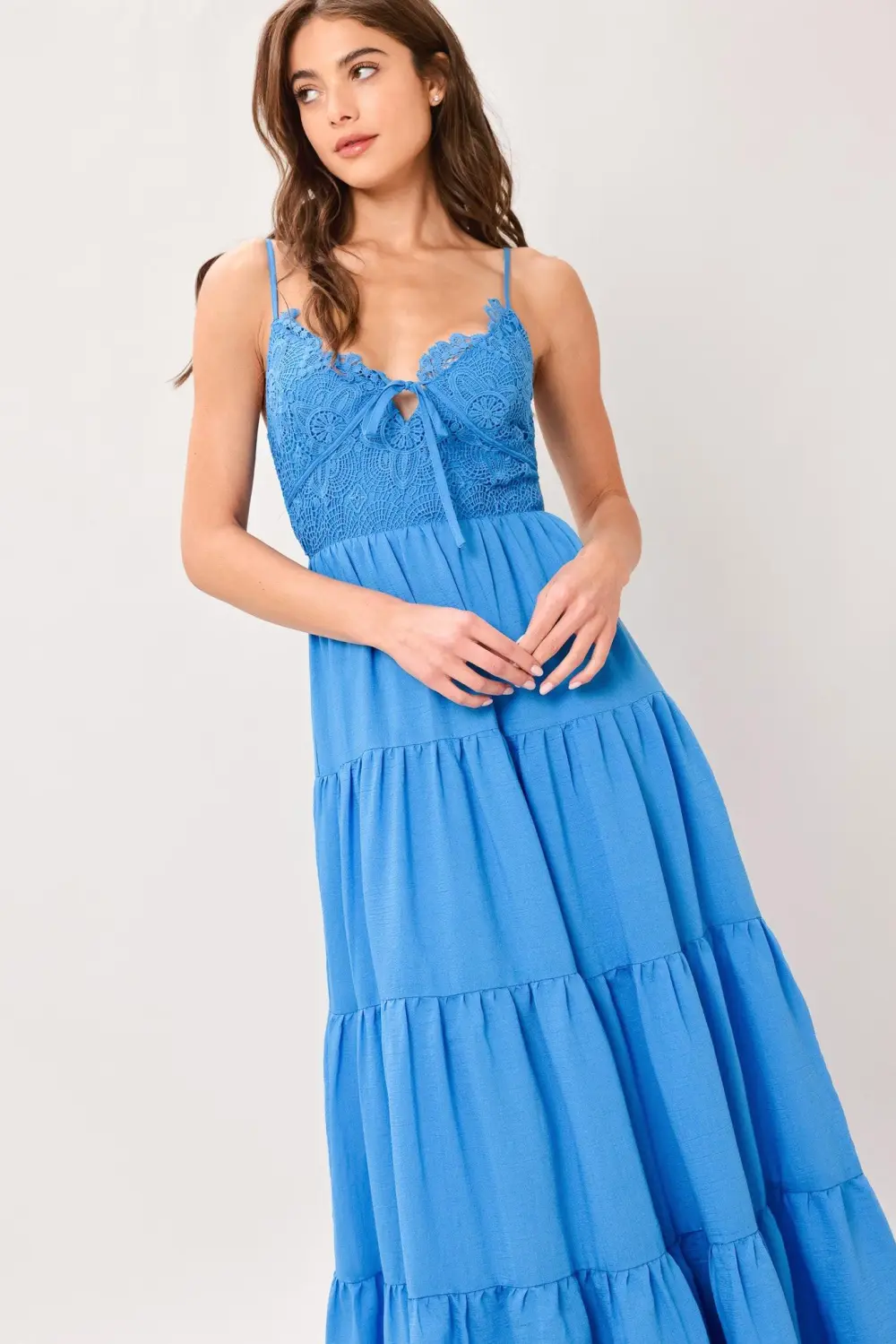Smocked Lace Maxi Dress