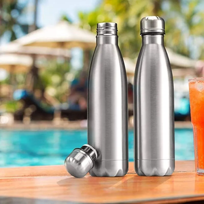 Hot & Cold Double Wall Vacuum Insulated Stainless Steel Water Bottle (1000 ml, Silver)