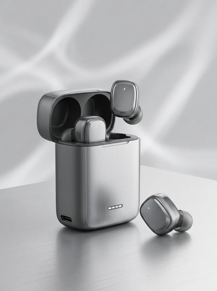 Brushed Metal Texture Wireless Earbuds