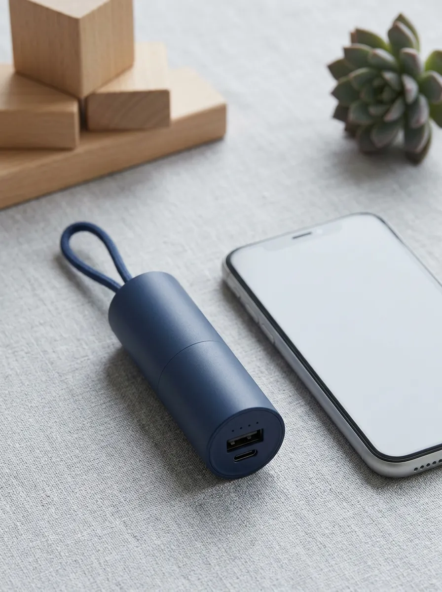 Navy Blue Cylinder Power Bank