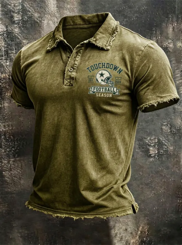 Classic Football Touchdown Helmet Graphic Polo Shirt