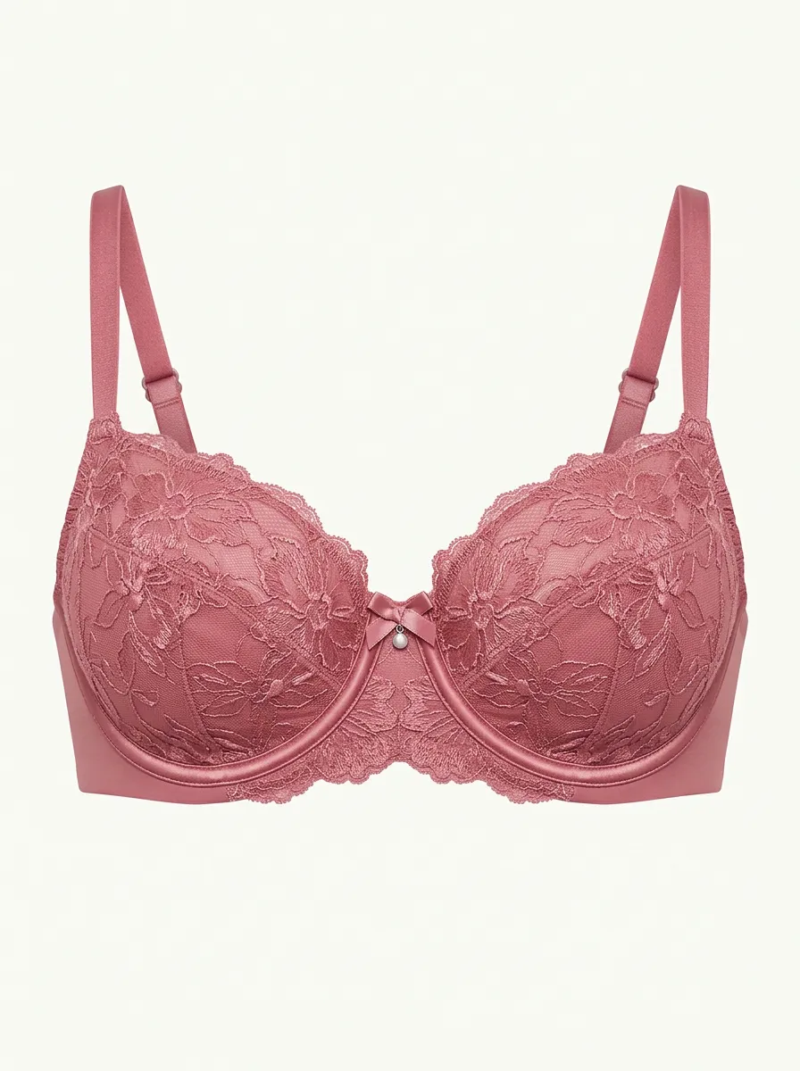 Soft-Look Underwire Lace Floral Finish Women's Bra