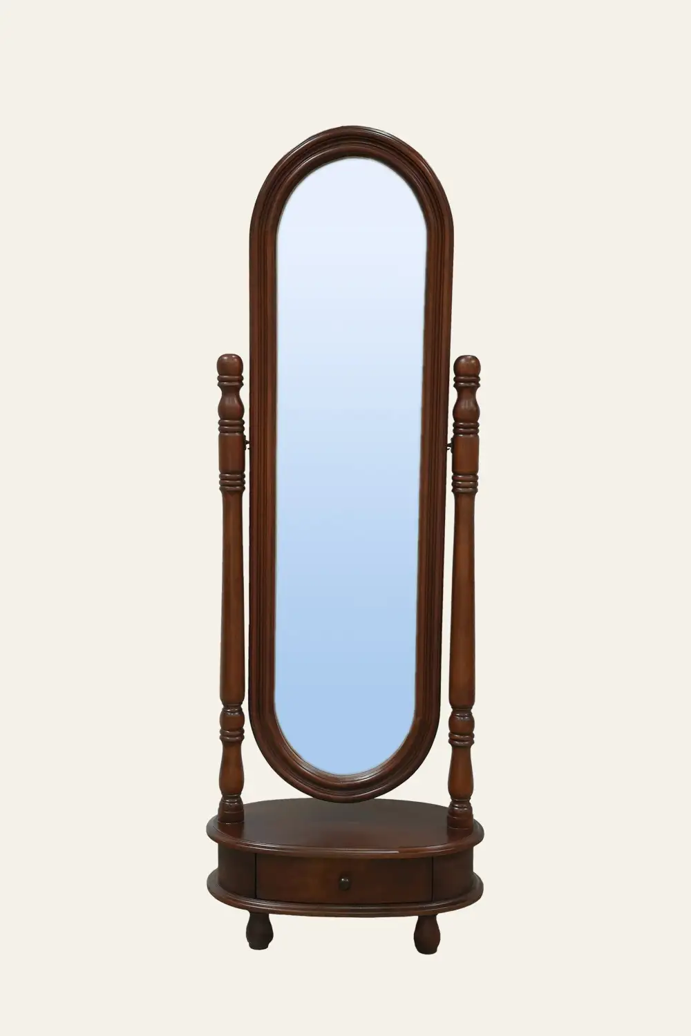 Oval Cheval Mirror With Drawer Base