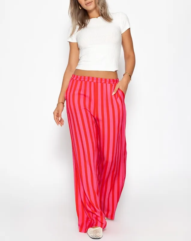 Pink Striped Wide Leg Pants