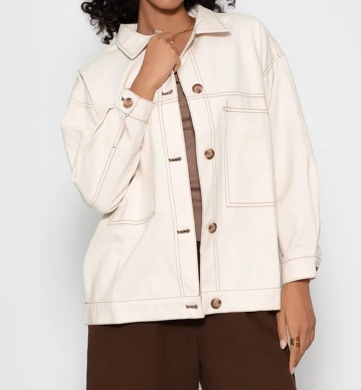 Beige Blouse Everyday Jacket