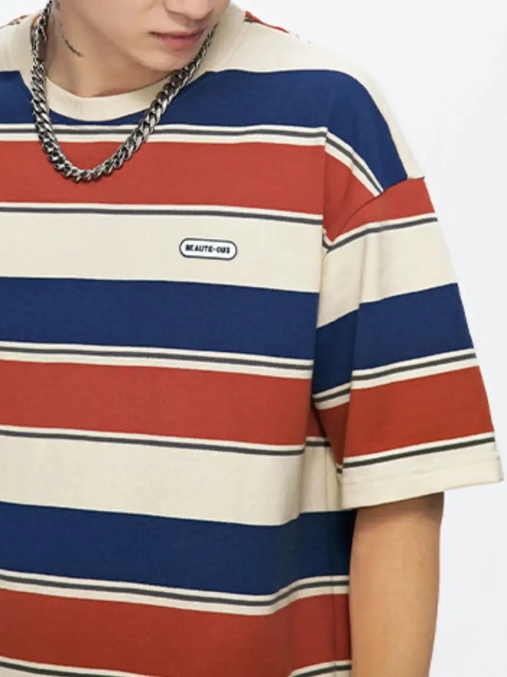 Striped Crew Neck Half Sleeve Tee