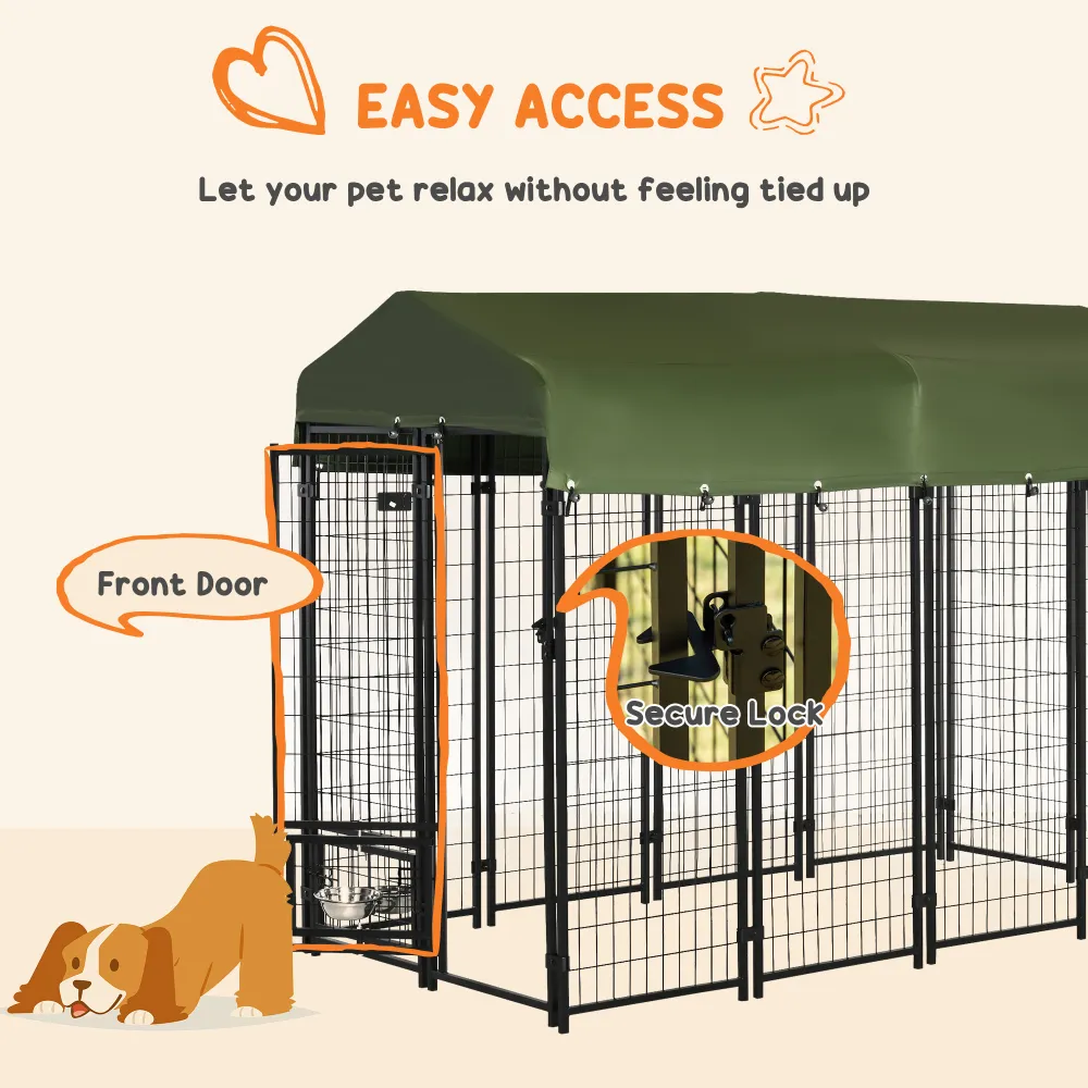 High-Durability Outdoor Dog Kennel with Canopy, Perfect for Outdoor Pet Management in Various Weathers