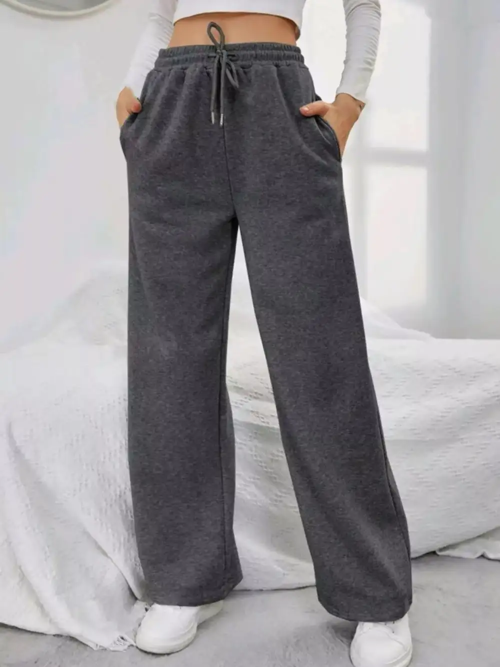 Drawstring Relaxed Fit Pocketed Casual Pants
