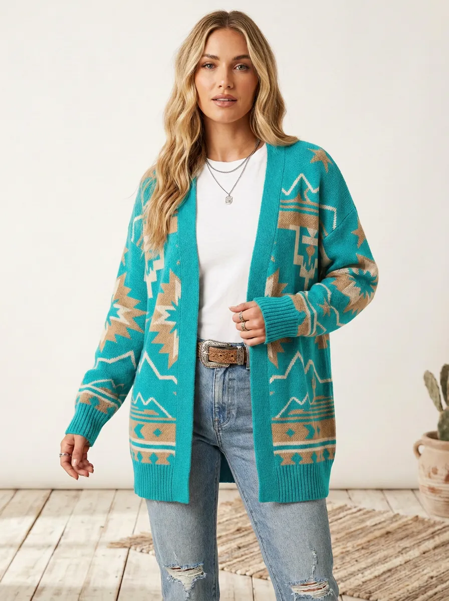 Easy-Wear Women's Western Knit Cardigan