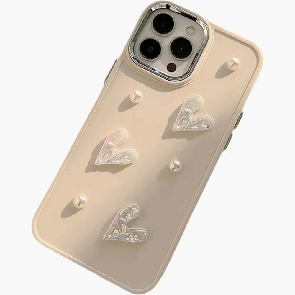 Heart Iridescent Pearl Detail Phone Case