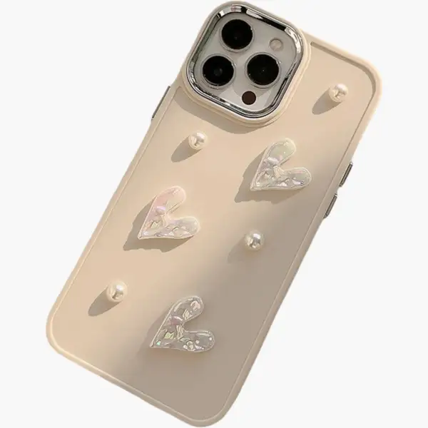 Heart Iridescent Pearl Detail Phone Case