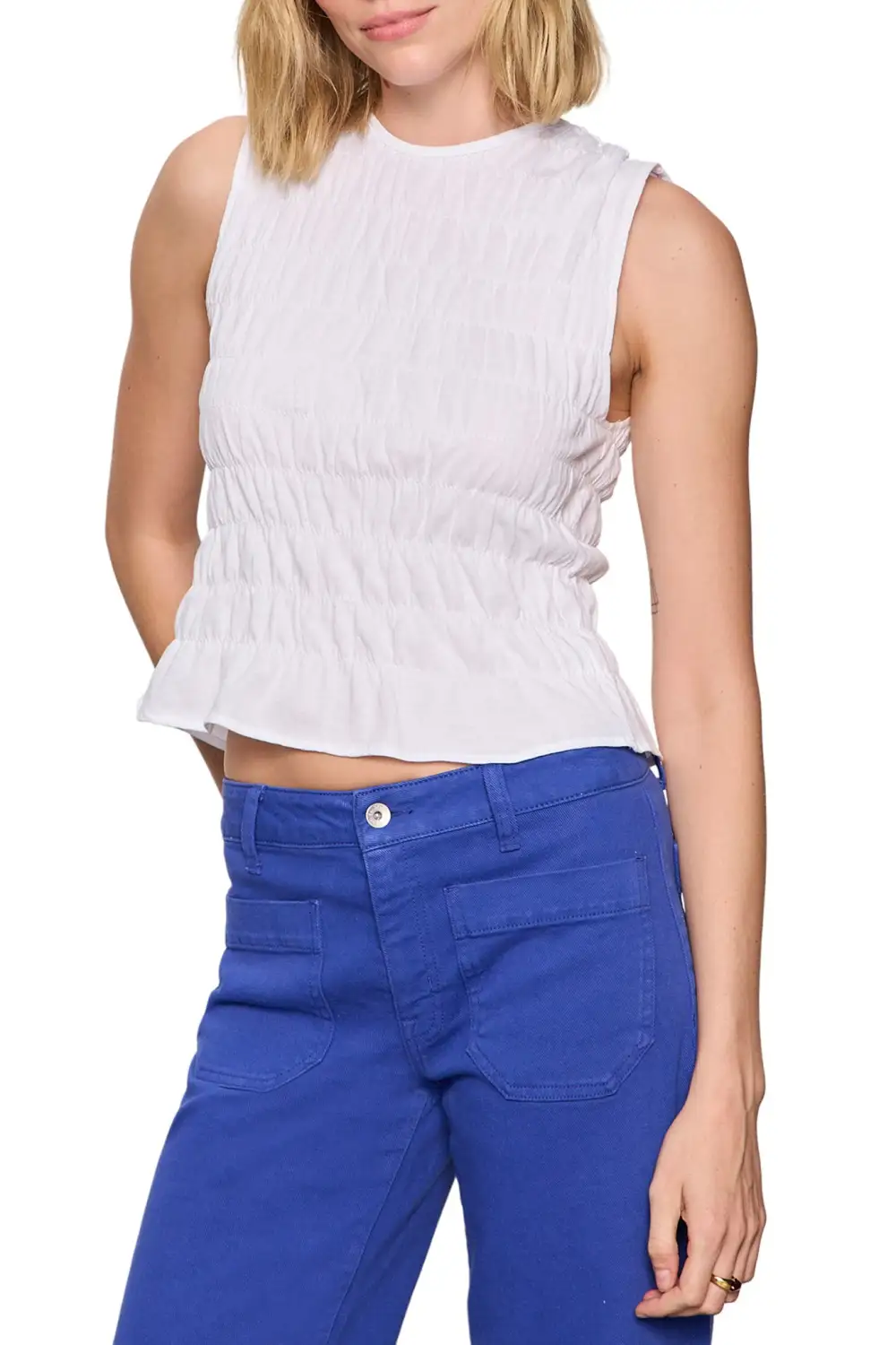 Ruffle Peplum Smocked Tank Top
