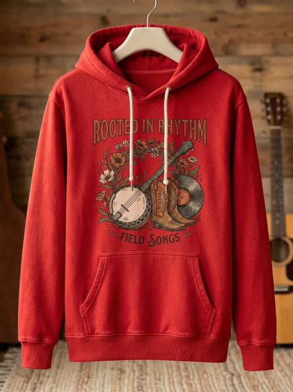 Banjo Cowboy Cowboy-Boot Country Music Graphic Hoodie