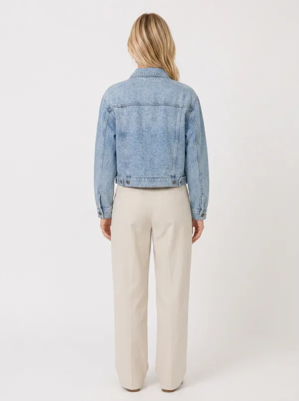 Women's Vintage Light Wash Denim Cropped Jacket