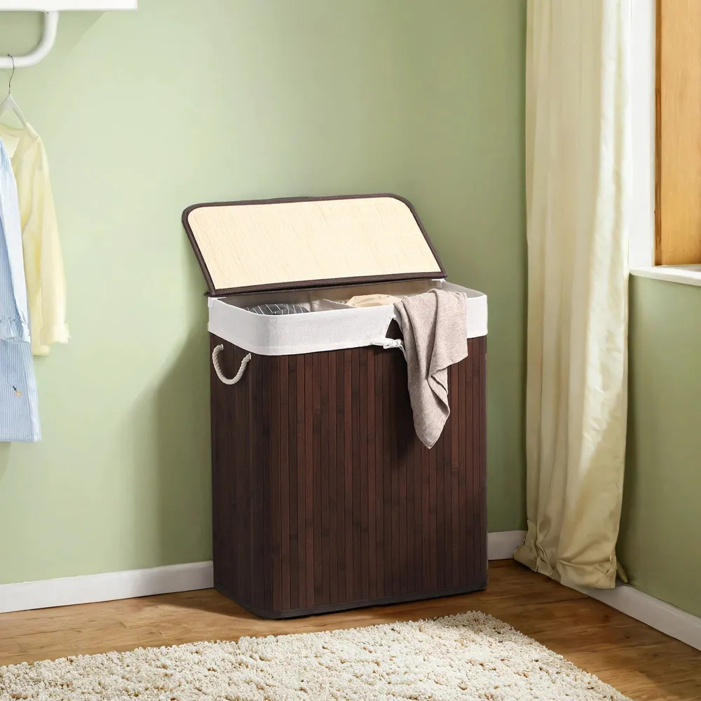 Weekend Double Compartment Removable Liner Divided Laundry Storage Basket